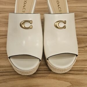 Coach Women's Cream Espadrilles with Gold Logo